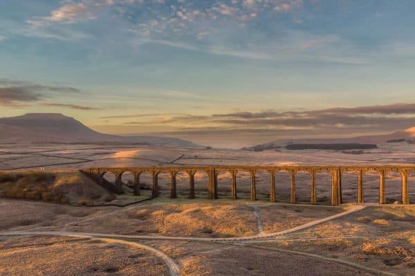 Ribblehead Viaduct panoramic print on a frosty winter morning in the Yorkshire Dales