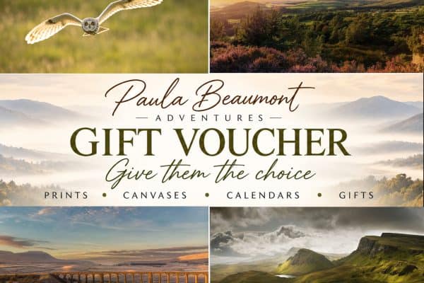 Paula Beaumont Adventures gift voucher for prints, canvases, calendars and gifts